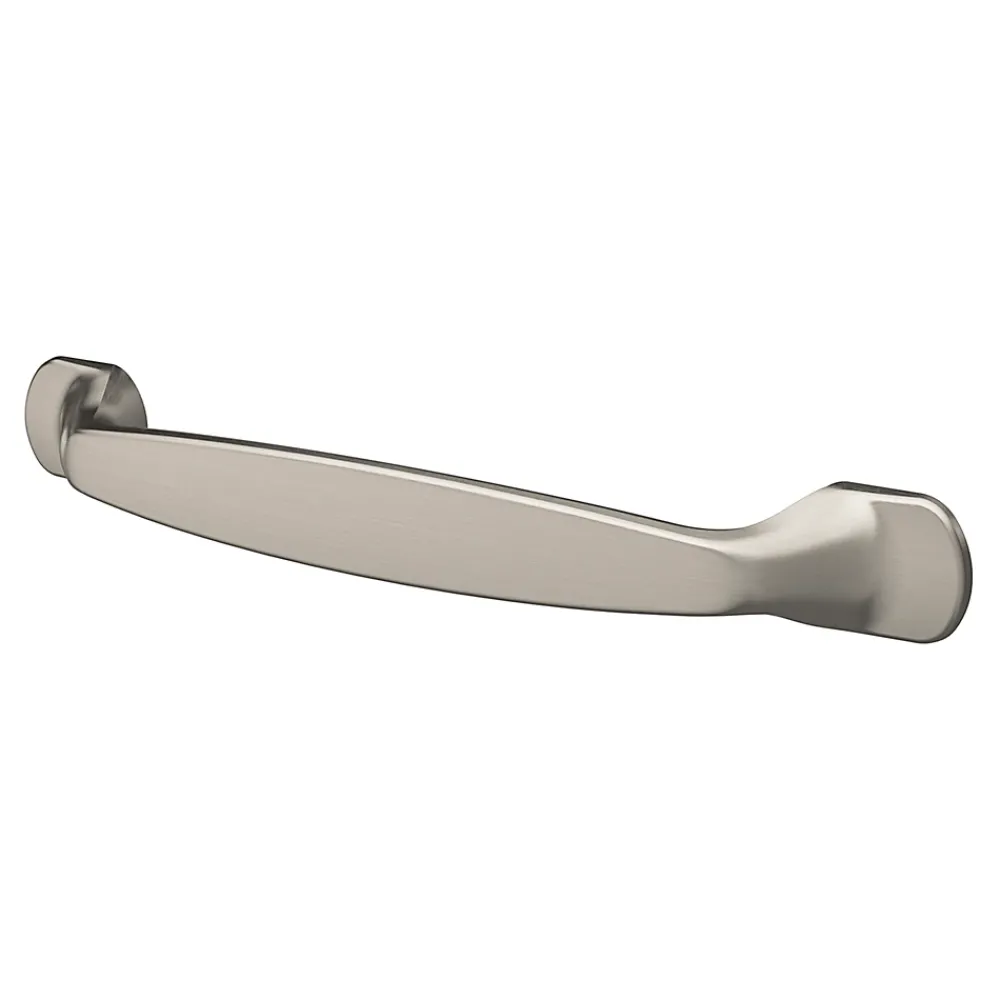GoodHome Poignée De Meuble-Lot 6 poignées de meuble nœud Govlin aluminium effet nickel satin gris l.164mm x l.20mm x H. 24mm entraxe 128mm