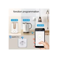 Somlife Commande De L'Éclairage-Lot 4 prises connectées application tuya smart life controle de consomation Compatible avec Alexa/Google Home