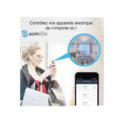 Somlife Commande De L'Éclairage-Lot 2 prises connectées application tuya smart life controle de consomation Compatible avec Alexa/Google Home