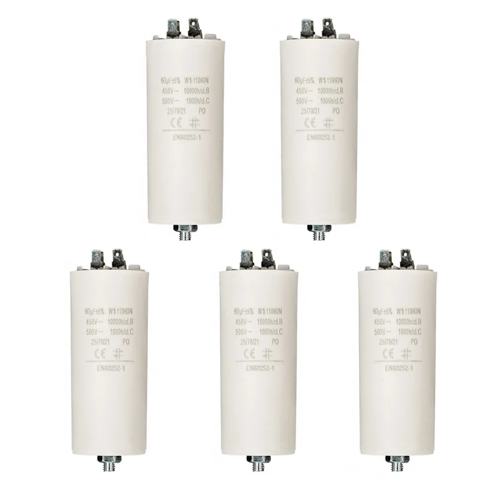Nedis LOT 5 x Condensateur 60MF 60 MF 450V 5060 HZ Condo Moteur Cosses