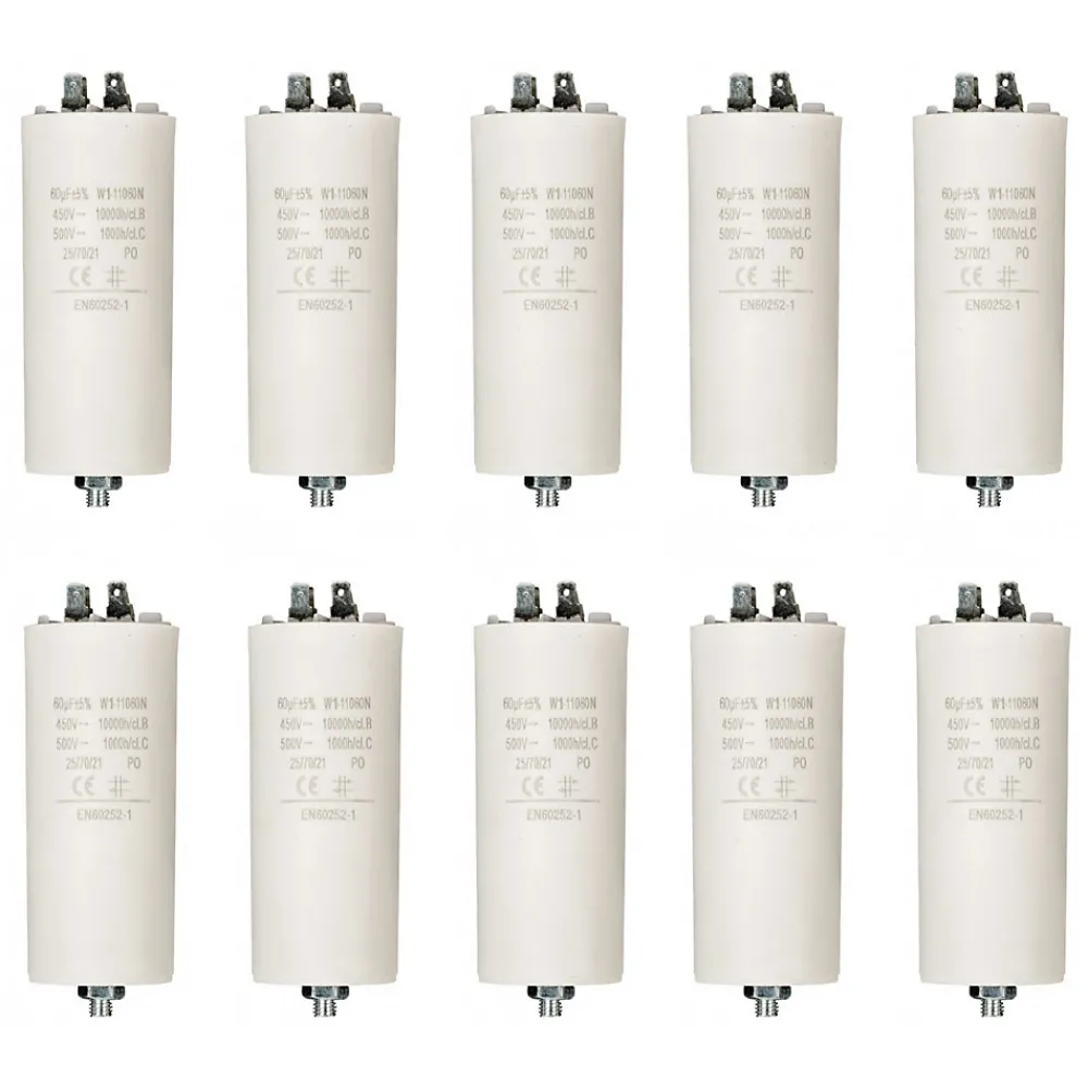 Nedis Fusible-LOT 10 x Condensateur 60MF 60 MF 450V 5060 HZ Condo Moteur Cosses
