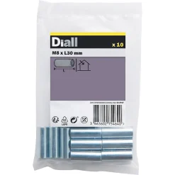 Diall Manchon Fileté-Manchon tête fraisée zingué ø 8 x 30 mm - 10 pièces
