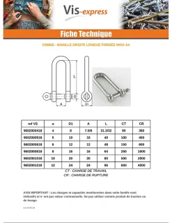 Vis Express Manille Droite Longue Forgée Inox A4 Diamètre 6 - 2 pièces