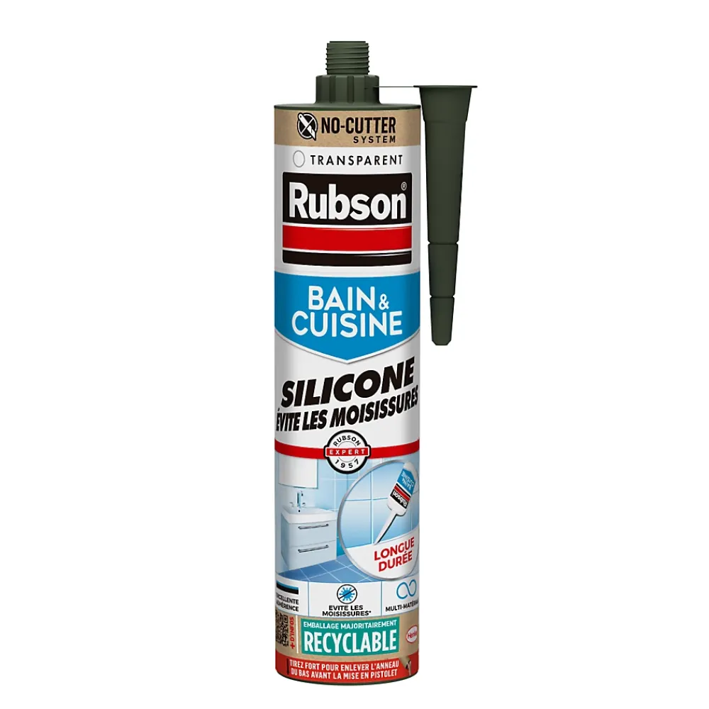 Rubson Mastic, Cartouche Joint Et Silicone-Mastic bain et cuisine transparent 280ml