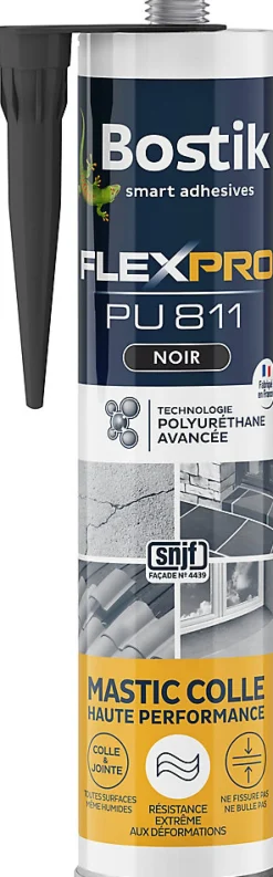Bostik Mastic, Cartouche Joint Et Silicone-Mastic colle Flexpro PU 811 noir 300ml