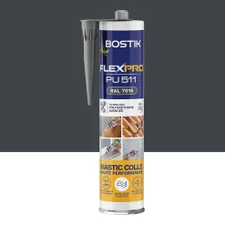 Bostik Mastic, Cartouche Joint Et Silicone-Mastic colle haute performance Flexpro pu 511, 300 ml gris anthracite RAL7016