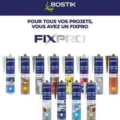 Bostik Mastic, Cartouche Joint Et Silicone-Mastic colle miroirs 290 ml coloris blanc