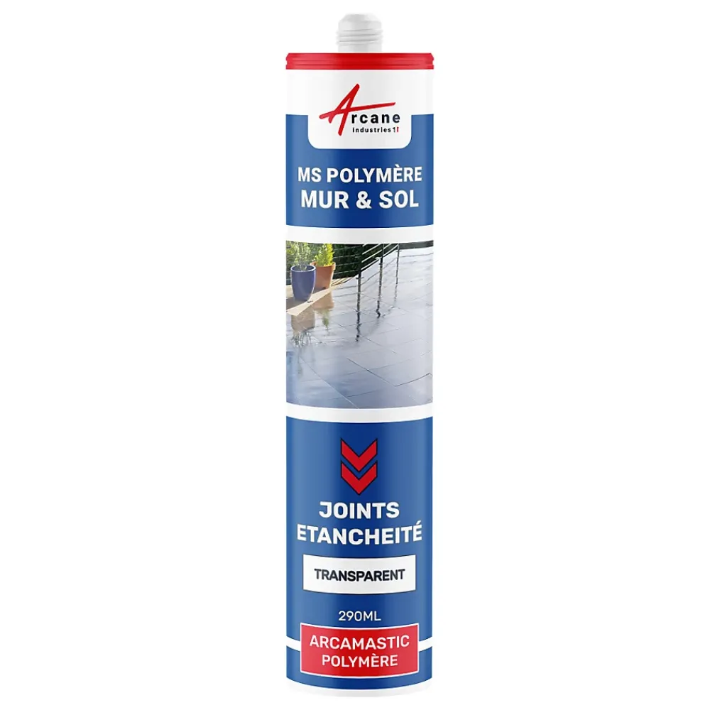 Arcane Industries Mastic Colle MS Polymère, étanchéité des sols et murs : ARCAMASTIC POLYMÈRE Transparent - 290 ml x 1 -