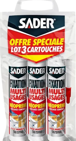 Sader Colle-Mastic colle multi-usage 310 ml, lot de 3