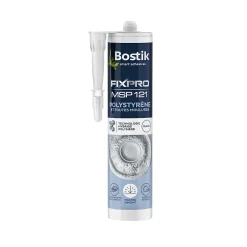 Bostik Mastic, Cartouche Joint Et Silicone-Mastic colle spécial polystyrène et moulures blanc Fixpro MSP 121, cartouche de 290 ml
