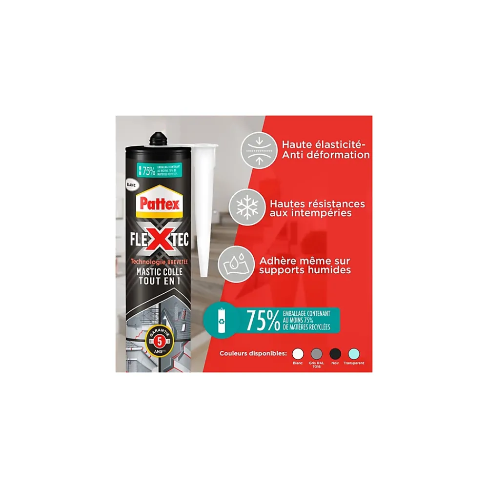 Pattex Mastic, Cartouche Joint Et Silicone-Mastic colle Tout en 1 Polymère Hybride