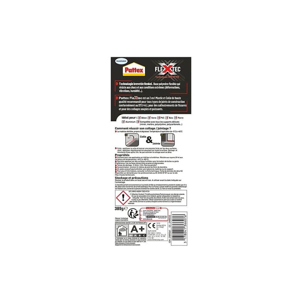 Pattex Mastic, Cartouche Joint Et Silicone-Mastic colle Tout en 1 Polymère Hybride