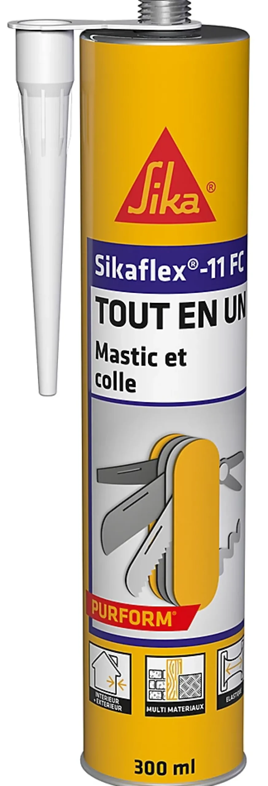 Sika Mastic, Cartouche Joint Et Silicone-Mastic colle tout en un flex 11FC, Blanc