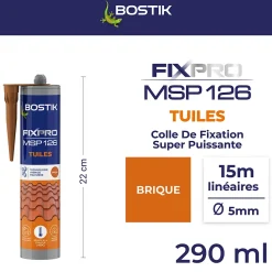 Bostik Mastic, Cartouche Joint Et Silicone-Mastic colle tuiles 290 ml coloris brique