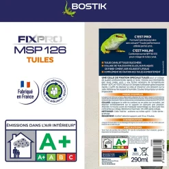 Bostik Mastic, Cartouche Joint Et Silicone-Mastic colle tuiles 290 ml coloris brique