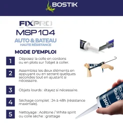 Bostik Mastic colle voitures et bateaux 290 ml coloris noir