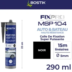 Bostik Mastic colle voitures et bateaux 290 ml coloris noir
