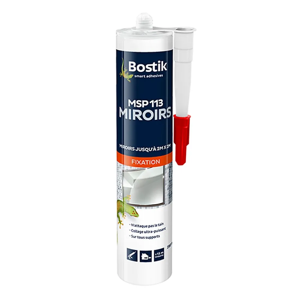 Bostik Mastic de Fixation MSP 113 pour Miroirs Blanc Cartouche 290 ml
