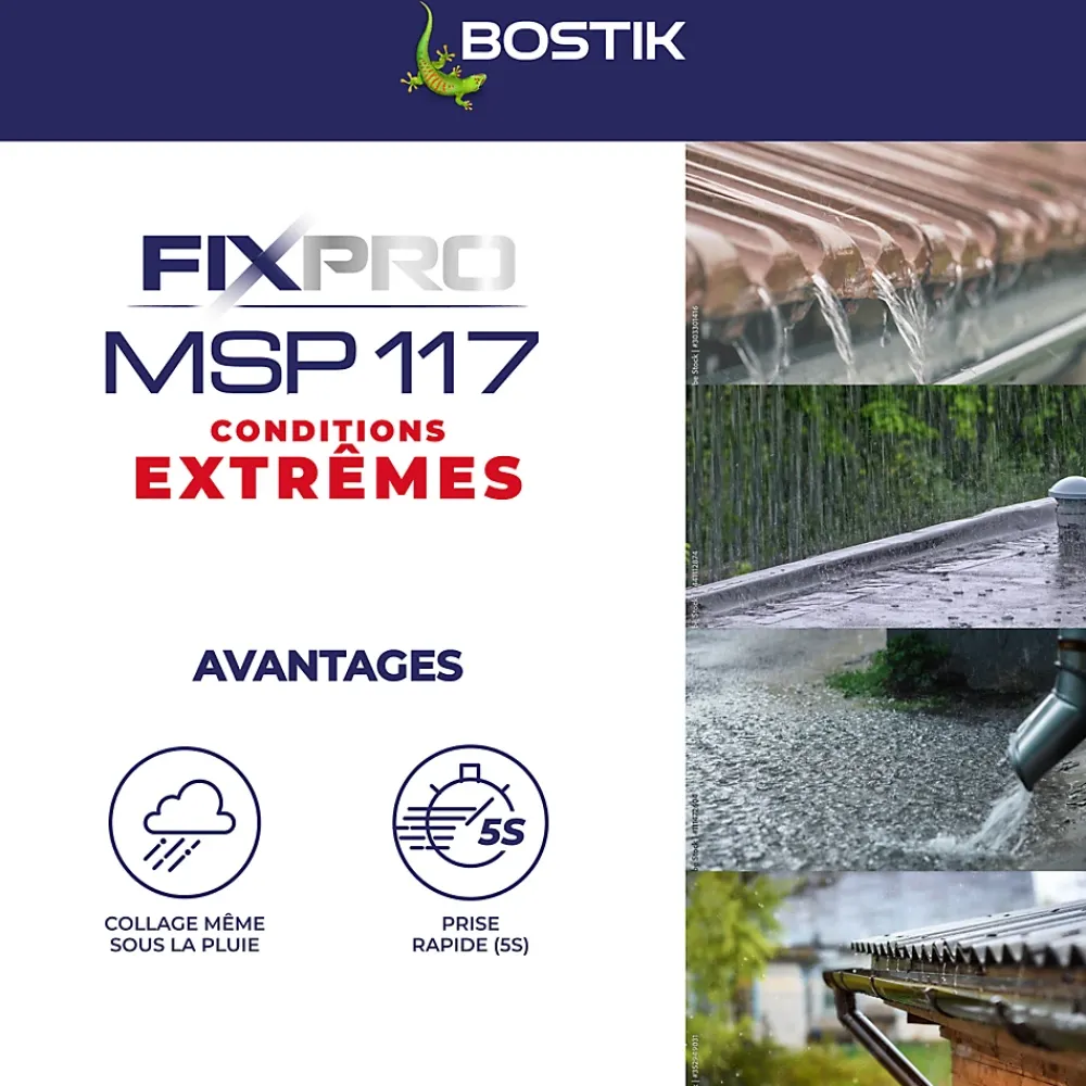 Bostik Colle-Mastic hybride polymère haute performance Fixpro conditions extrêmes 290 ml