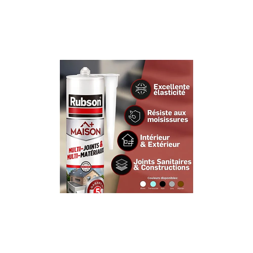 Rubson Mastic, Cartouche Joint Et Silicone-Mastic Maison Multi Usages & Matériaux transparent Cartouche 280ml