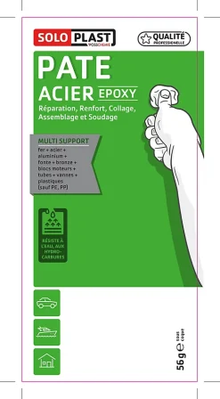 Soloplast Mastic, Cartouche Joint Et Silicone-Mastic époxy à base d'acier Solomet 57 g