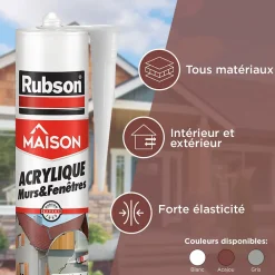 Rubson Mastic Maison Acrylique Murs-Fenêtres blanc cartouche 280ml vendu par 2