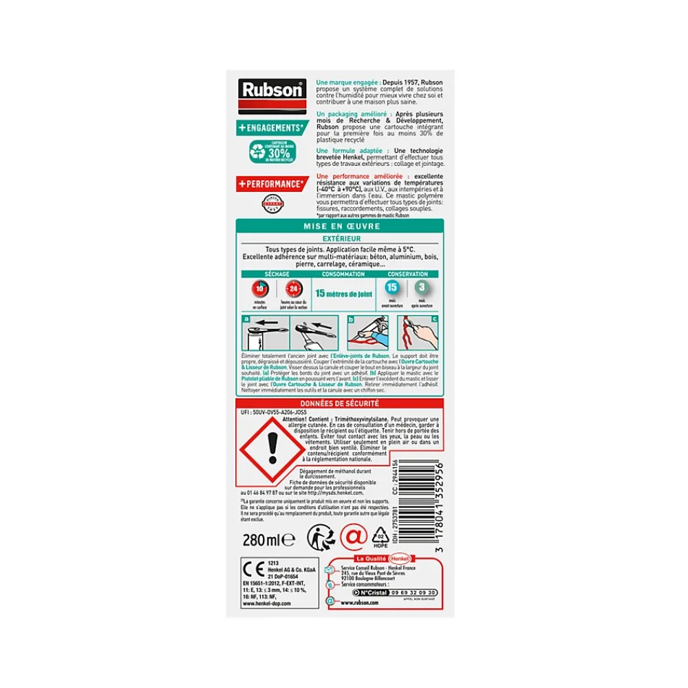 Rubson Mastic Pure Extérieur cartouche 280ml