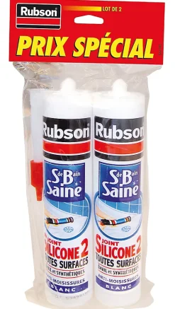 Rubson Mastic, Cartouche Joint Et Silicone-Mastic Sanitaire Salle de bains Saine Mastic blanc cartouche 280ml vendu par 2