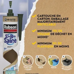 Rubson Mastic, Cartouche Joint Et Silicone-Mastic Sanitaire Salle de bains Saine Mastic blanc cartouche 280ml