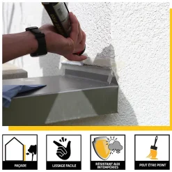 Mastic, Cartouche Joint Et Silicone-Mastic SikaSeal 184 maçonnerie blanc 300 ml vendu par 3 pièces
