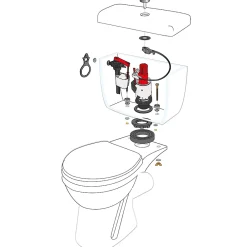 Wirquin Mécanisme De Chasse D'Eau-Mécanisme de chasse d'eau double chasse latéral 3L/6L MW2 + câble + robinet
