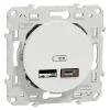 Schneider Electric Prise Encastrable-Mécanisme double chargeur usb A + C 12W Odace blanc