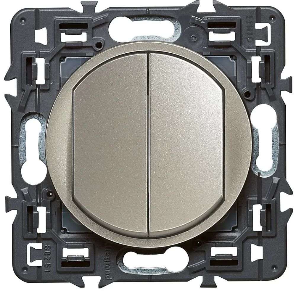 Legrand Interrupteur Encastrable-Mécanisme double poussoir Céliane titane 6A