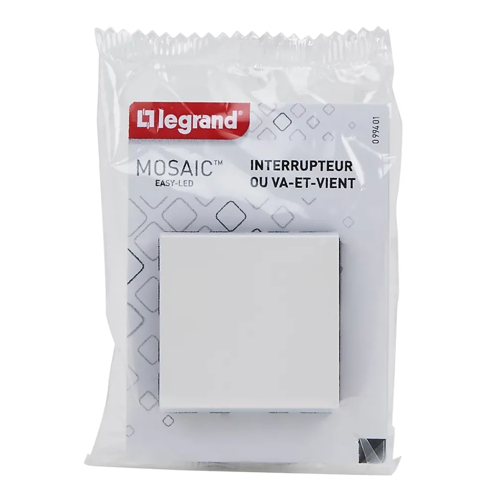 Legrand Interrupteur Encastrable-Mécanisme interrupteur va-et-vient à voyant Mosaïc blanc, 2 modules