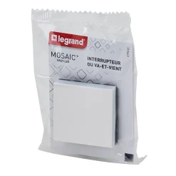 Legrand Interrupteur Encastrable-Mécanisme interrupteur va-et-vient à voyant Mosaïc blanc, 2 modules