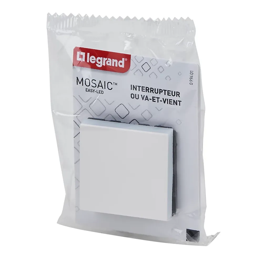 Legrand Interrupteur Encastrable-Mécanisme interrupteur va-et-vient à voyant Mosaïc blanc, 2 modules