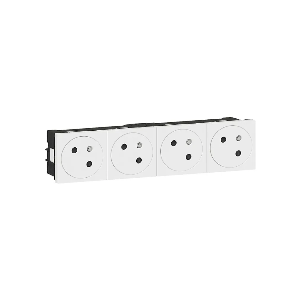 Legrand Prise Encastrable-Mécanisme prise 2 pôles + terre Mosaïc blanc, 4 prises