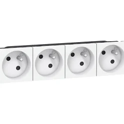 Legrand Prise Encastrable-Mécanisme prise 2 pôles + terre Mosaïc blanc, 4 prises