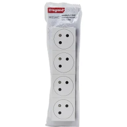 Legrand Prise Encastrable-Mécanisme prise 2 pôles + terre Mosaïc blanc, 4 prises