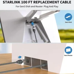 Elfcam-shop 30m Elfcam - Câble Starlink Gen 3, Ethernet Cat6 26AWG, Intérieur/Extérieur, Rallonge pour Starlink Gen 3/Mini