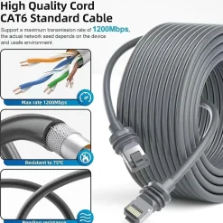 Elfcam-shop 30m Elfcam - Câble Starlink Gen 3, Ethernet Cat6 26AWG, Intérieur/Extérieur, Rallonge pour Starlink Gen 3/Mini