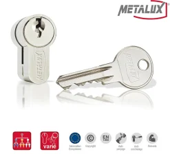 Metalux Cylindre De Serrure-- Demi-Cylindre de serrure 30x10 Barillet anti-crochetage protection contre le perçage idéal pour porte de garage
