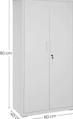 Nature Pro Armoire À Clé-Meuble de Rangement Bureau, en Acier, Placard, avec 5 Étagères, Doubles Portes, Serrure, Armoire à Outils, Étagères Réglables