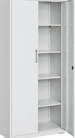 Nature Pro Armoire À Clé-Meuble de Rangement Bureau, en Acier, Placard, avec 5 Étagères, Doubles Portes, Serrure, Armoire à Outils, Étagères Réglables