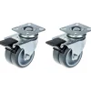 Parnells Roulette Et Roue-75mm 3" roulette double caoutchouc gris pivotante avec frein capacité 200kg, jeu de 2