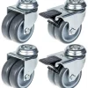 Parnells Roulette Et Roue-75mm 3" roulette double caoutchouc gris pivotante et frein capacité 400kg, jeu de 4