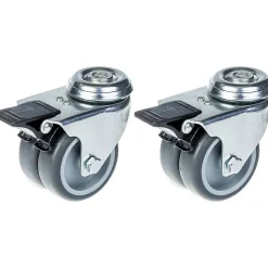 Parnells Roulette Et Roue-75mm 3" roulette double caoutchouc gris pivotante avec frein capacité 200kg, jeu de 2