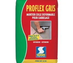 Semin Mortier Colle Déformable pour Carrelage Proflex Gris , Intérieur/Extérieur, sac de 25 kg