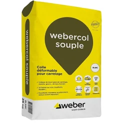 Weber Mortier-colle déformable col souple - blanc - sac de 25 kg - Mortier colle souple - Blanc - 25 kg