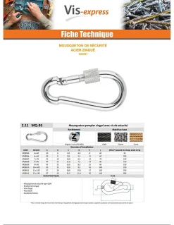Vis Express Accessoire De Corde, Câble Et Chaîne-Mousqueton de sécurité Diamètre Câble 18 Acier zingué - 1 pièce